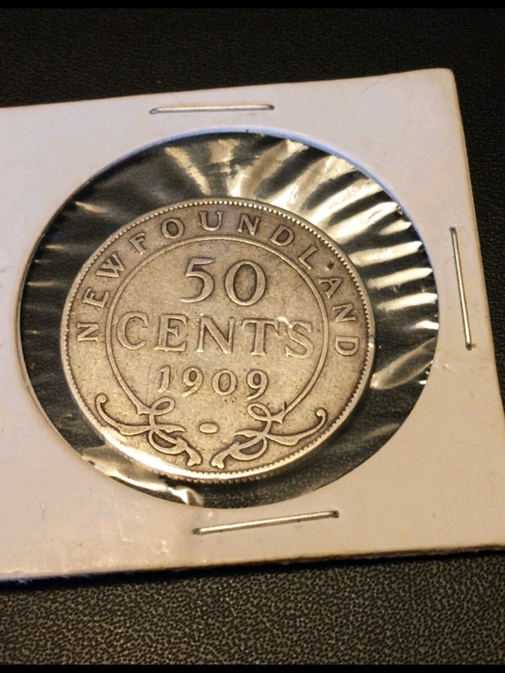 Cud Errors 1909 Newfoundland 50 Cents Silver Coin - Vintage Silver Tone